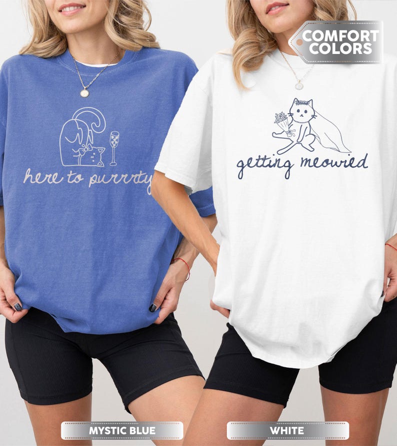 Cat Theme Bachelorette Shirt, Getting Meowied, Cat Lover Bridal Party Tee, Cat Lovers Wedding, Bachelorette Pajamas Top, Bach Club Shirts
