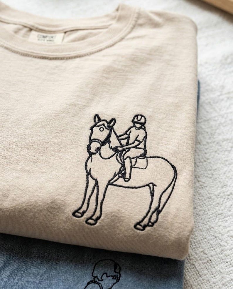 Embroidered Custom Family Photo Shirt, Personalized Couple Portrait Tee, Sketch from Photo, Line Art Shirt Gift