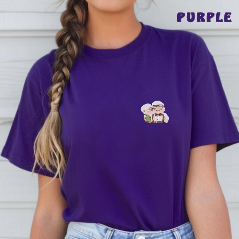 Embroidery Up T-Shirt, Carl And Ellie Tee, Disney Couple Shirt, Matching Couple Gift, Disney Lovers Tee