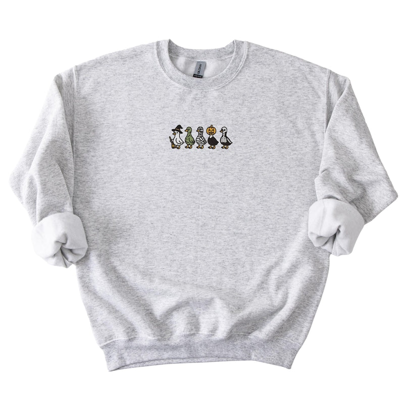 EMBROIDERED DUCK SWEATSHIRT Goose Sweatshirt Embroidered Crewneck Halloween Sweatshirt Halloween Crewneck Embroidered Pullover Duck Crewneck