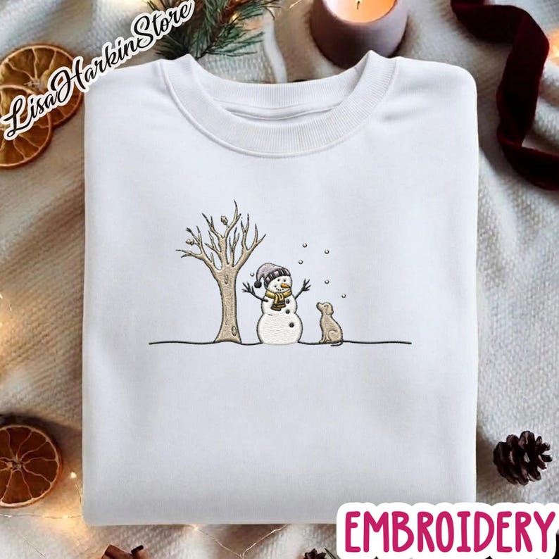 Snowman Dog Embroidered Shirt, Let It Snow Sweatshirt, Christmas Snowman Sweatshirt, Christmas Sweater, Snowman Shirt, Merry Christmas Shirt