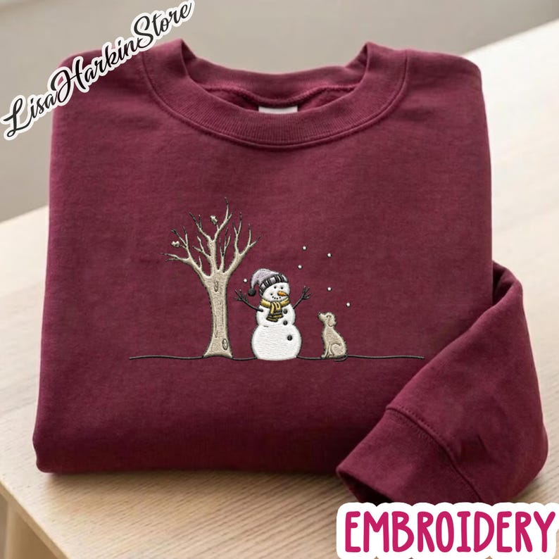 Snowman Dog Embroidered Shirt, Let It Snow Sweatshirt, Christmas Snowman Sweatshirt, Christmas Sweater, Snowman Shirt, Merry Christmas Shirt