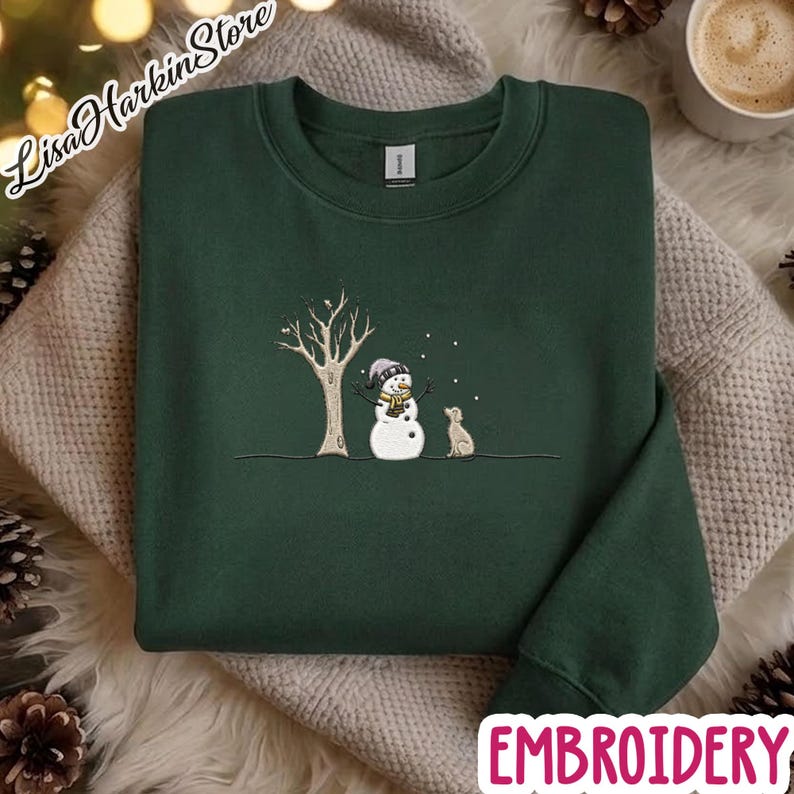Snowman Dog Embroidered Shirt, Let It Snow Sweatshirt, Christmas Snowman Sweatshirt, Christmas Sweater, Snowman Shirt, Merry Christmas Shirt