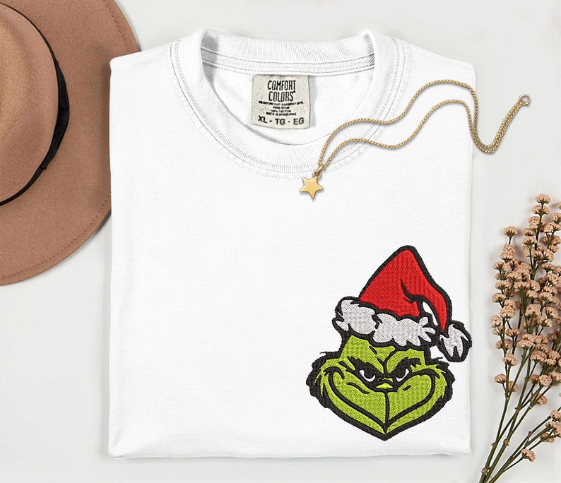 Christmas Grinch Embroidery Comfort Colors Shirt Merry Grinchmas The Grinch Embroidered Shirt Christmas Family Matching Shirts Xmas