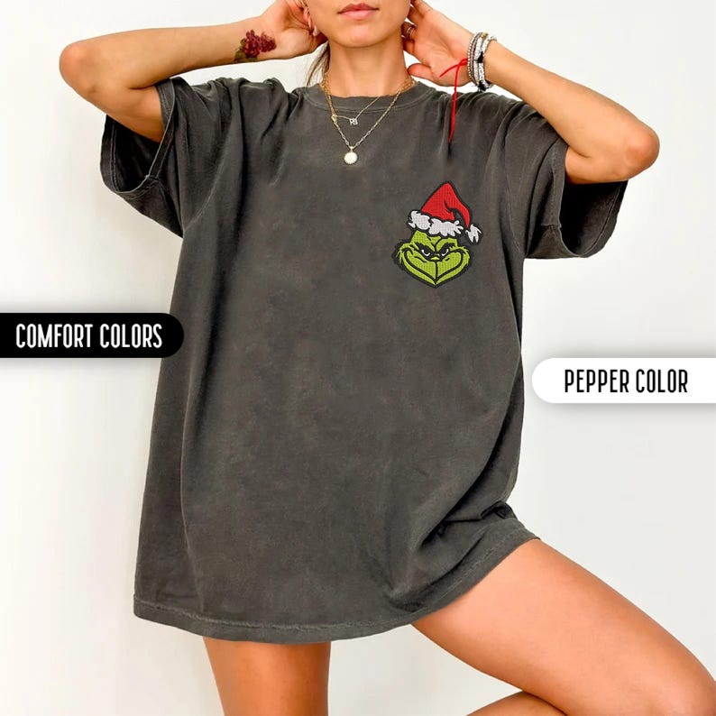 Christmas Grinch Embroidery Comfort Colors Shirt Merry Grinchmas The Grinch Embroidered Shirt Christmas Family Matching Shirts Xmas