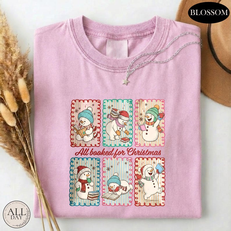 All Booked For Christmas Shirt, Comfort Colors Book Lover Tee, Christmas Reading T-shirt, Cozy Holiday Bookish Gift, Reader Xmas Sweatshirt