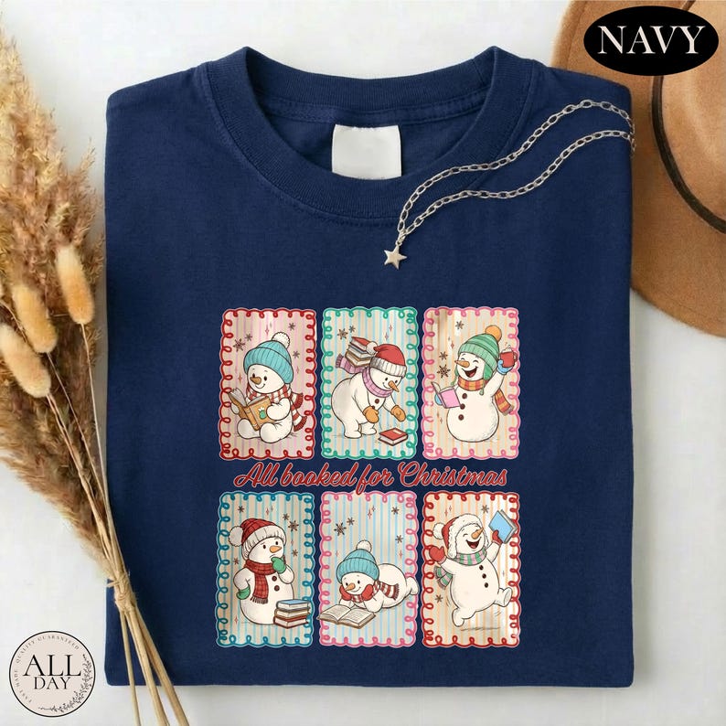 All Booked For Christmas Shirt, Comfort Colors Book Lover Tee, Christmas Reading T-shirt, Cozy Holiday Bookish Gift, Reader Xmas Sweatshirt