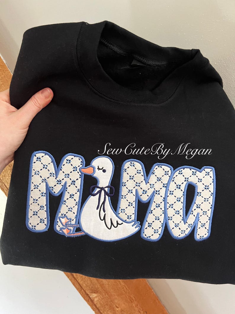 Mama Goose Embroidered T-Shirt, Applique Goose Sweatshirt