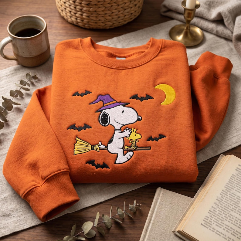 Cute Dog Embroidered Sweatshirt, Autumn Crewneck, Dog Shirt, Halloween Fall Crewneck, Halloween Gift, Cozy Fall Aesthetic