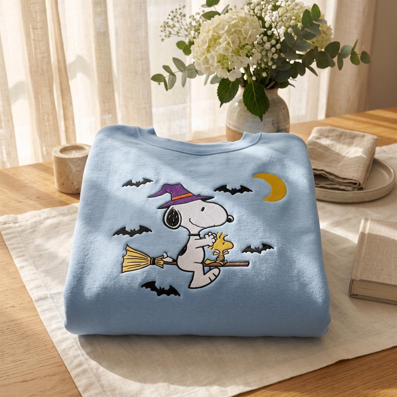 Cute Dog Embroidered Sweatshirt, Autumn Crewneck, Dog Shirt, Halloween Fall Crewneck, Halloween Gift, Cozy Fall Aesthetic