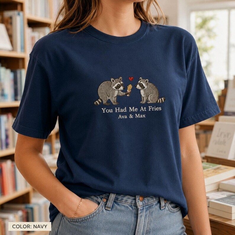 Custom Embroidered Raccoon Couple Funny Shirt, Matching Couple Tee, Anniversary Gift for Raccoon Lovers
