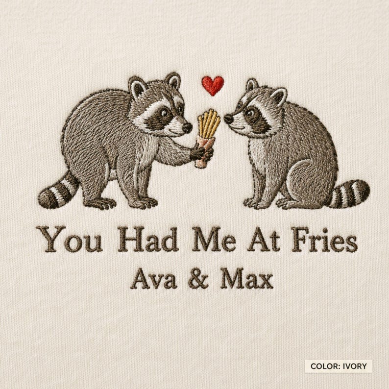 Custom Embroidered Raccoon Couple Funny Shirt, Matching Couple Tee, Anniversary Gift for Raccoon Lovers