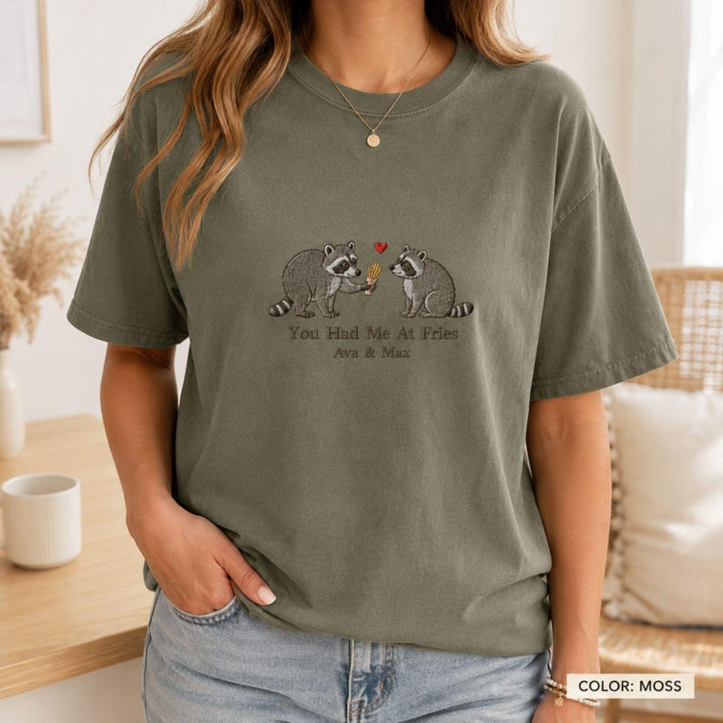 Custom Embroidered Raccoon Couple Funny Shirt, Matching Couple Tee, Anniversary Gift for Raccoon Lovers
