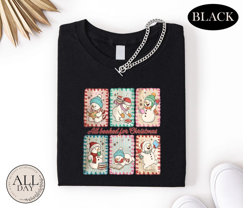 All Booked For Christmas Shirt, Comfort Colors Book Lover Tee, Christmas Reading T-shirt, Cozy Holiday Bookish Gift, Reader Xmas Sweatshirt