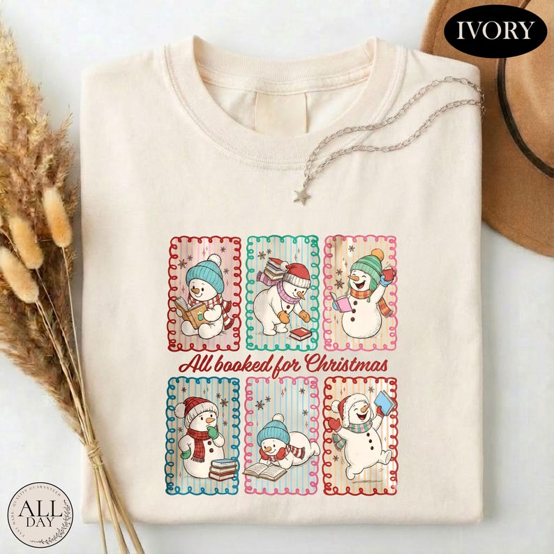 All Booked For Christmas Shirt, Comfort Colors Book Lover Tee, Christmas Reading T-shirt, Cozy Holiday Bookish Gift, Reader Xmas Sweatshirt