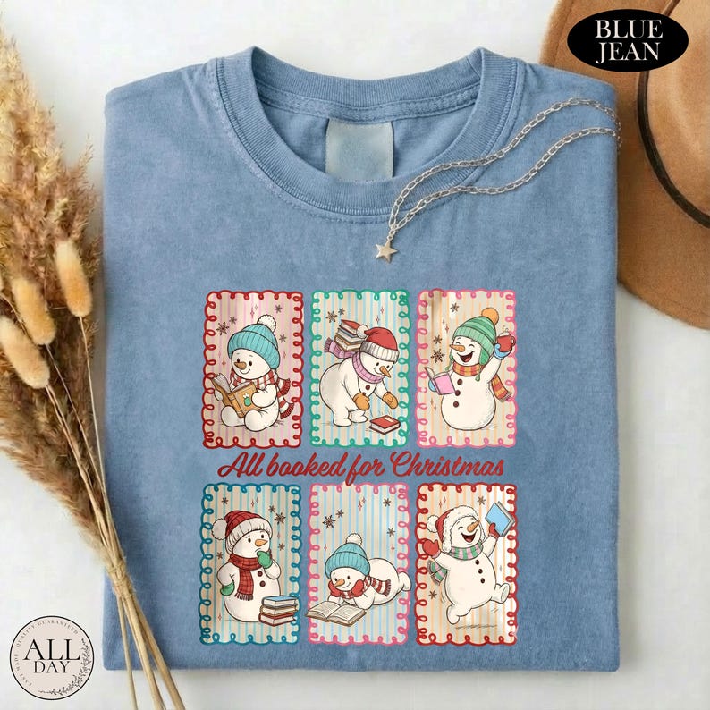 All Booked For Christmas Shirt, Comfort Colors Book Lover Tee, Christmas Reading T-shirt, Cozy Holiday Bookish Gift, Reader Xmas Sweatshirt