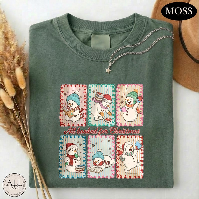All Booked For Christmas Shirt, Comfort Colors Book Lover Tee, Christmas Reading T-shirt, Cozy Holiday Bookish Gift, Reader Xmas Sweatshirt