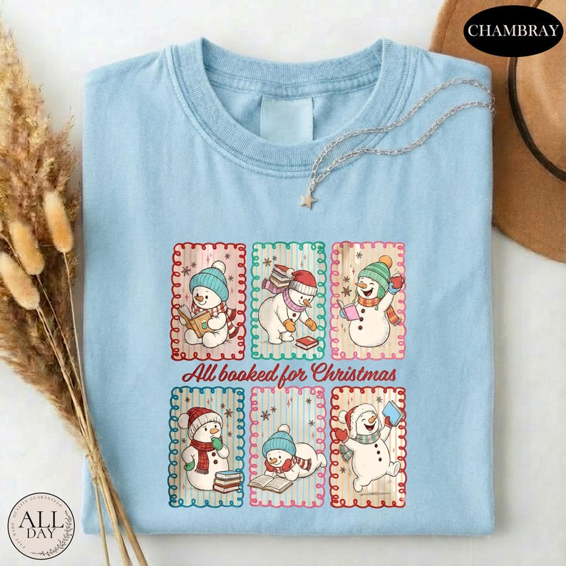 All Booked For Christmas Shirt, Comfort Colors Book Lover Tee, Christmas Reading T-shirt, Cozy Holiday Bookish Gift, Reader Xmas Sweatshirt