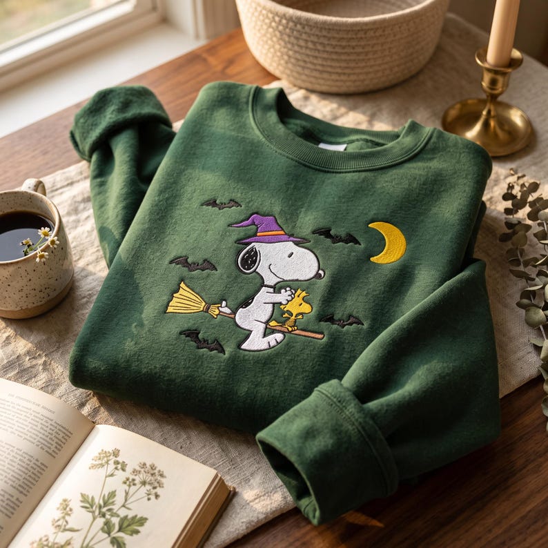 Cute Dog Embroidered Sweatshirt, Autumn Crewneck, Dog Shirt, Halloween Fall Crewneck, Halloween Gift, Cozy Fall Aesthetic