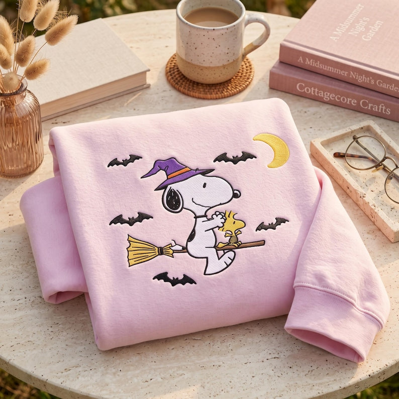 Cute Dog Embroidered Sweatshirt, Autumn Crewneck, Dog Shirt, Halloween Fall Crewneck, Halloween Gift, Cozy Fall Aesthetic