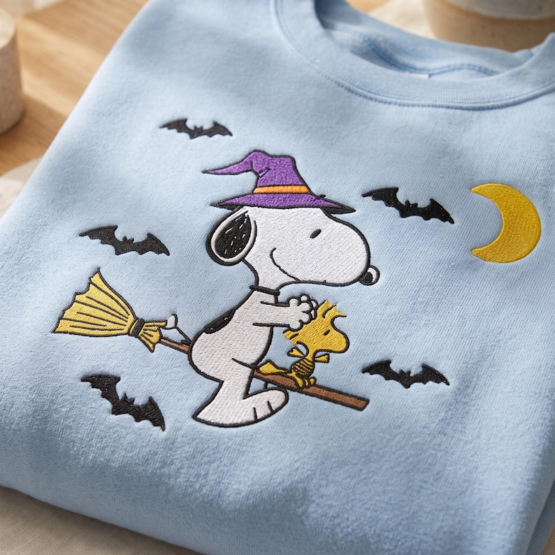 Cute Dog Embroidered Sweatshirt, Autumn Crewneck, Dog Shirt, Halloween Fall Crewneck, Halloween Gift, Cozy Fall Aesthetic