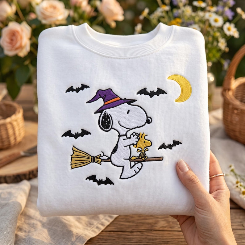 Cute Dog Embroidered Sweatshirt, Autumn Crewneck, Dog Shirt, Halloween Fall Crewneck, Halloween Gift, Cozy Fall Aesthetic