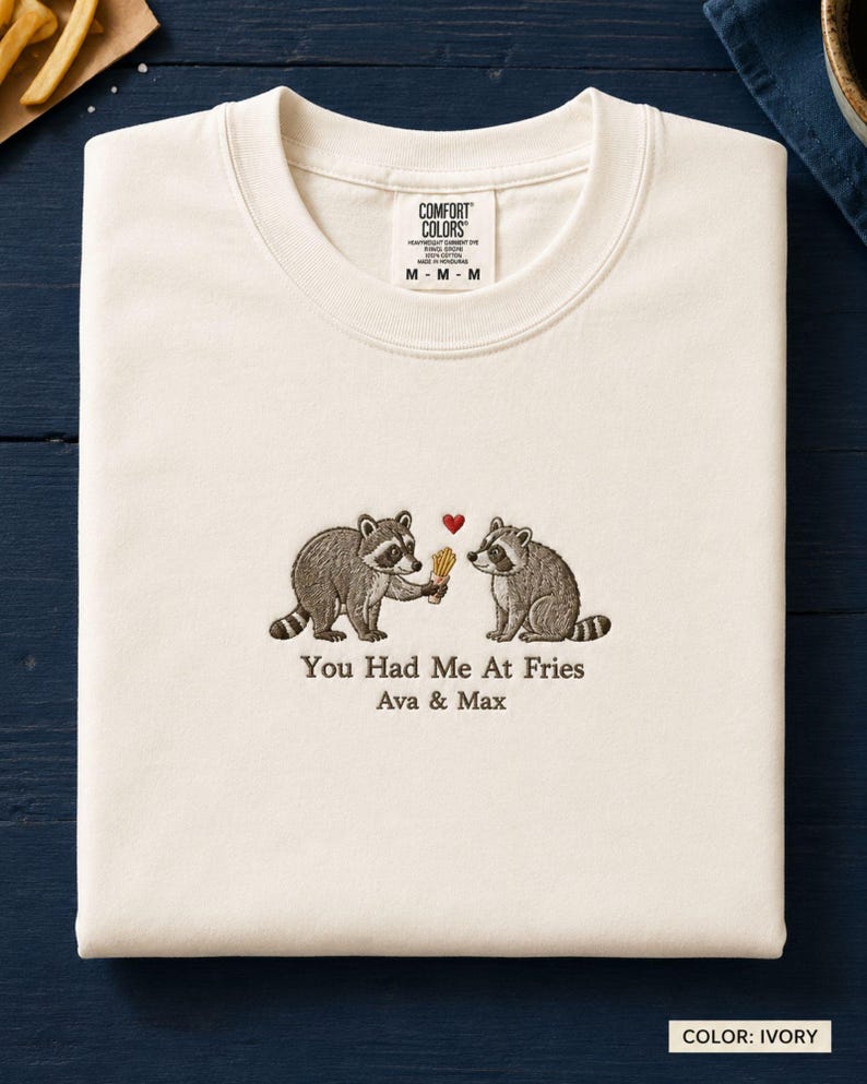 Custom Embroidered Raccoon Couple Funny Shirt, Matching Couple Tee, Anniversary Gift for Raccoon Lovers