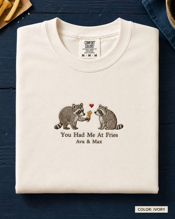 Custom Embroidered Raccoon Couple Funny Shirt, Matching Couple Tee, Anniversary Gift for Raccoon Lovers