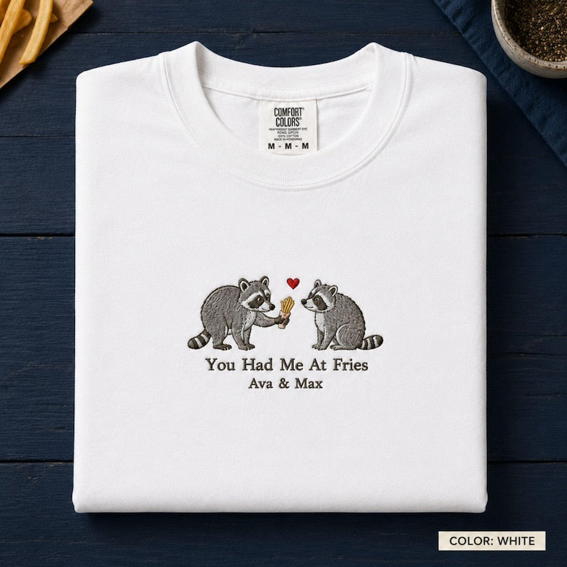Custom Embroidered Raccoon Couple Funny Shirt, Matching Couple Tee, Anniversary Gift for Raccoon Lovers