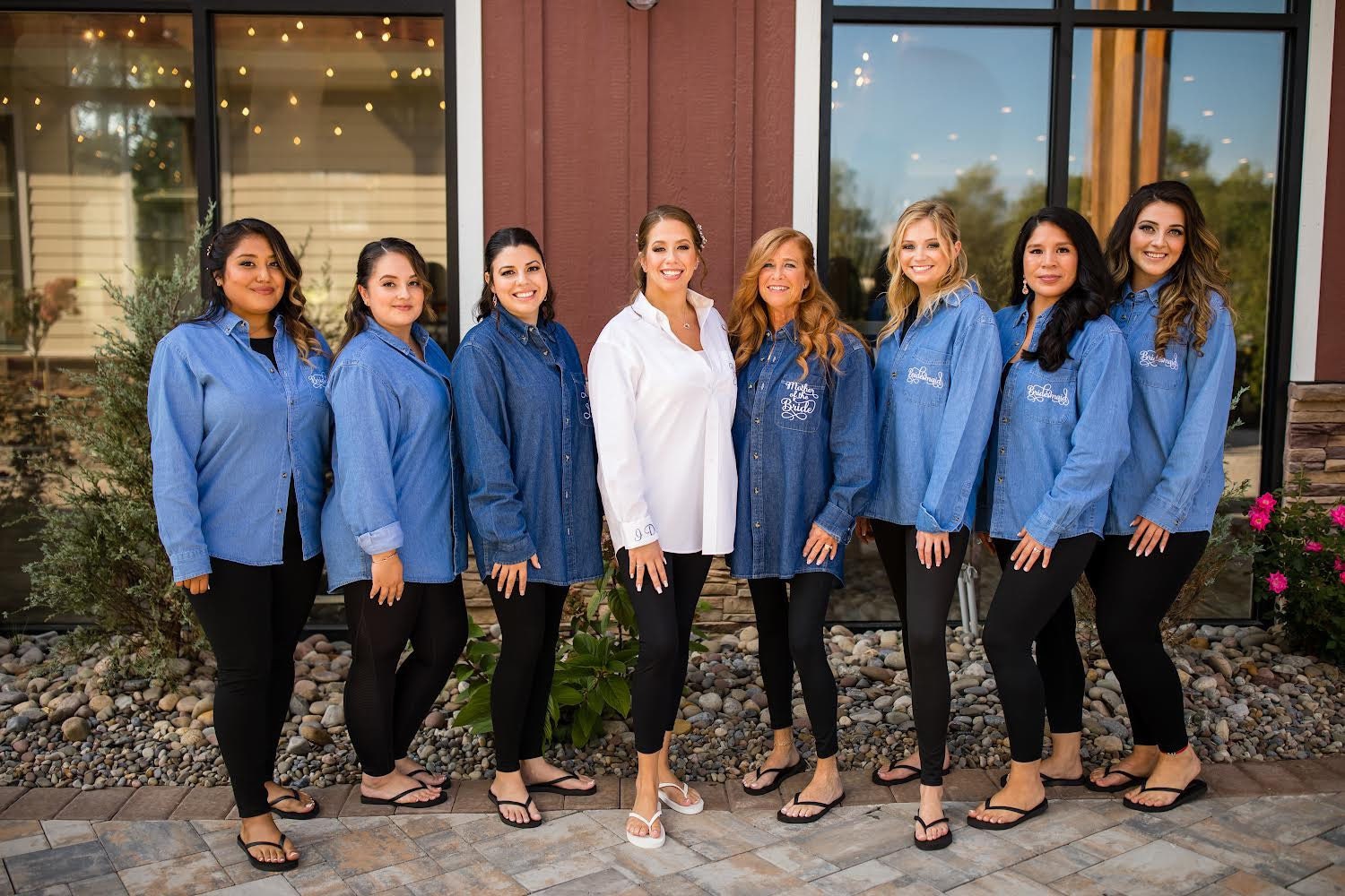 Wedding Party Shirts | Embroidered Pocket + Optional Cuff l Denim Shirts | Mother of the Bride - Bridesmaids | Button Down Shirt