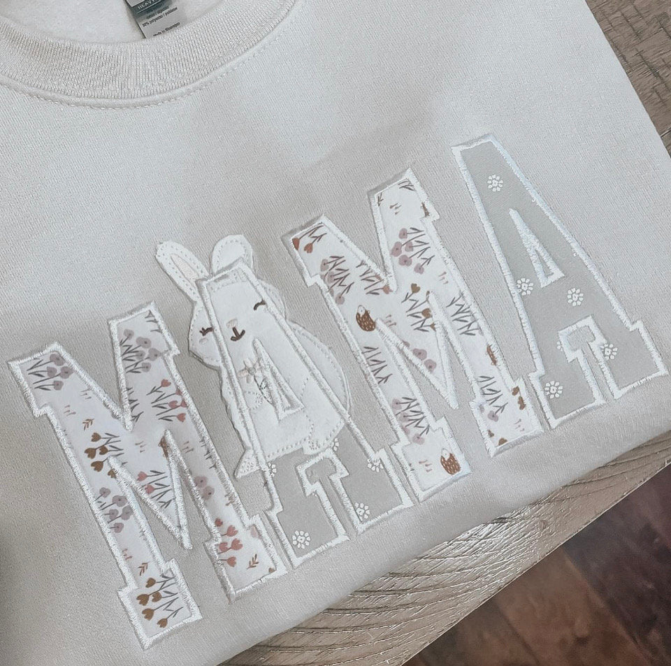 Personalized Embroidered Keepsake Mama Sweatshirt: Custom Baby Clothes Appliqué