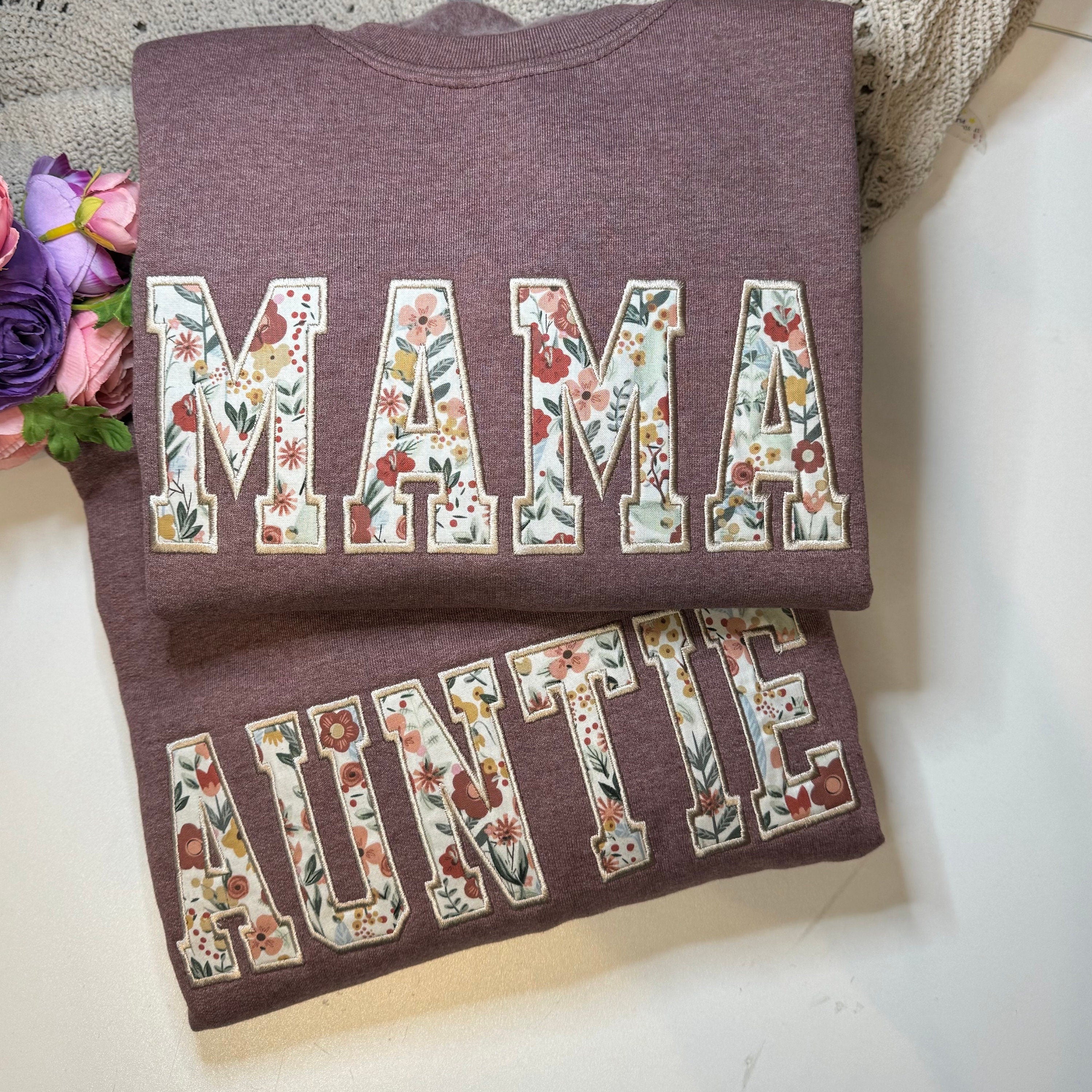 Custom Mama Sweatshirt, Embroidered Sweatshirt, Auntie Sweatshirt, Nana Sweatshirt, Personalized Floral Mama Sweatshirt, New Mom Gift