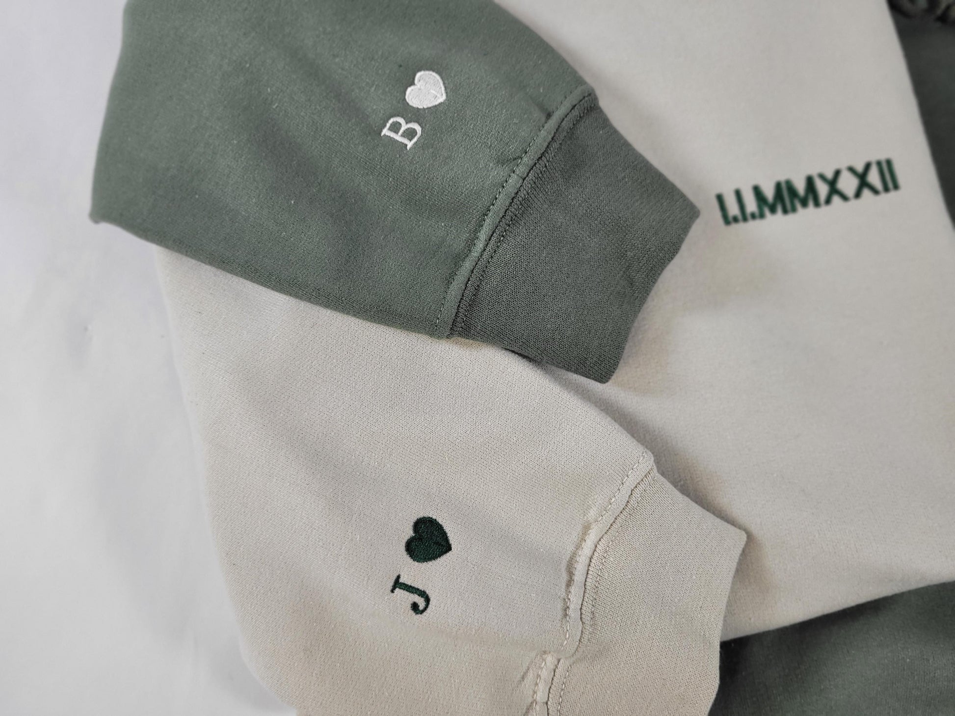 Personalized gift, Custom embroidered Roman numeral hoodie with Initial on Sleeve, Anniversaries gifts, Valentine's Day gift, Christmas gift