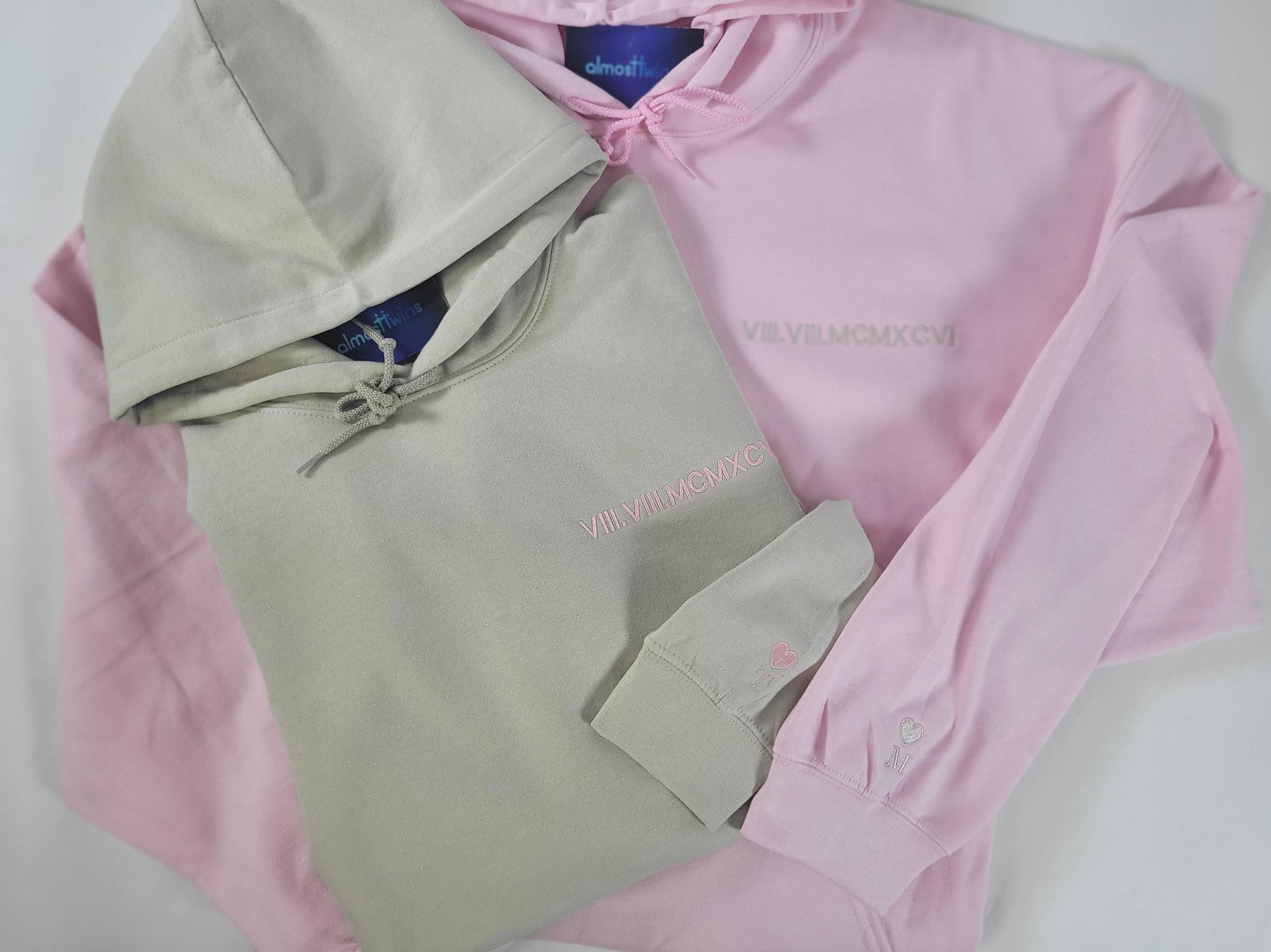 Personalized gift, Custom embroidered Roman numeral hoodie with Initial on Sleeve, Anniversaries gifts, Valentine's Day gift, Christmas gift