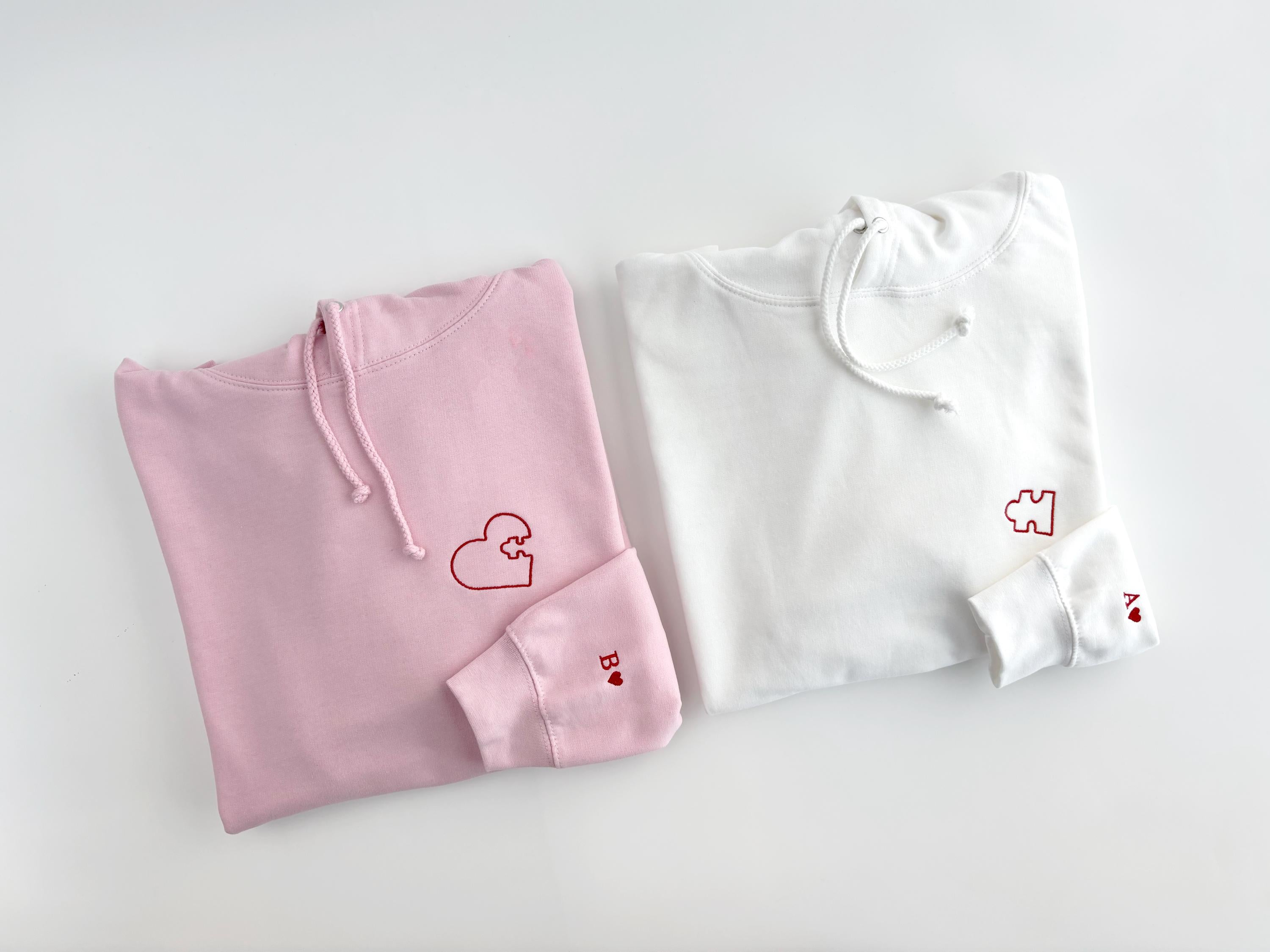 Personalized couples puzzle shirt, Custom initial heart Sweatshirt, matching couples Anniversary Outfit, Couple hoodie, Valentines Day Gift