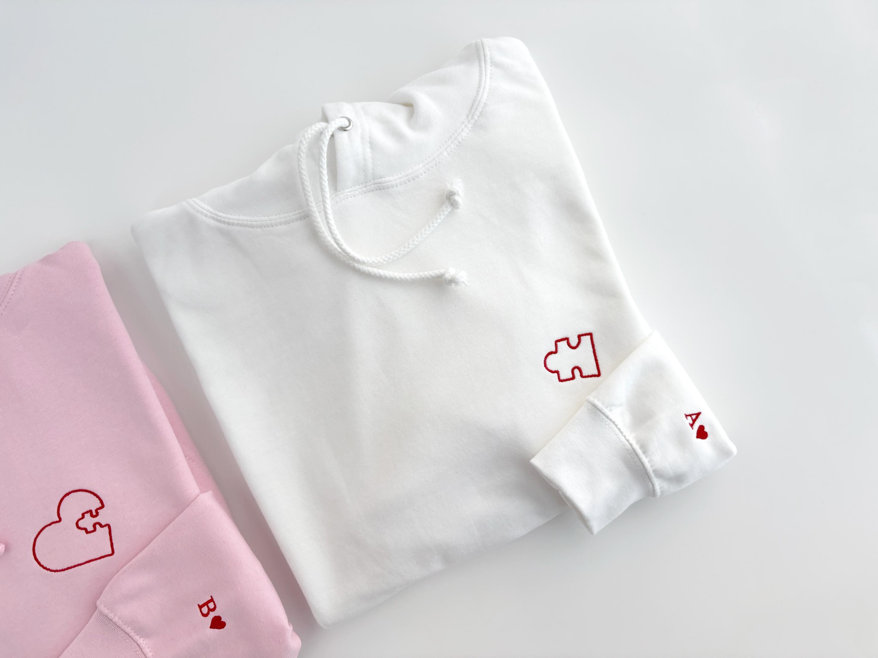 Personalized couples puzzle shirt, Custom initial heart Sweatshirt, matching couples Anniversary Outfit, Couple hoodie, Valentines Day Gift
