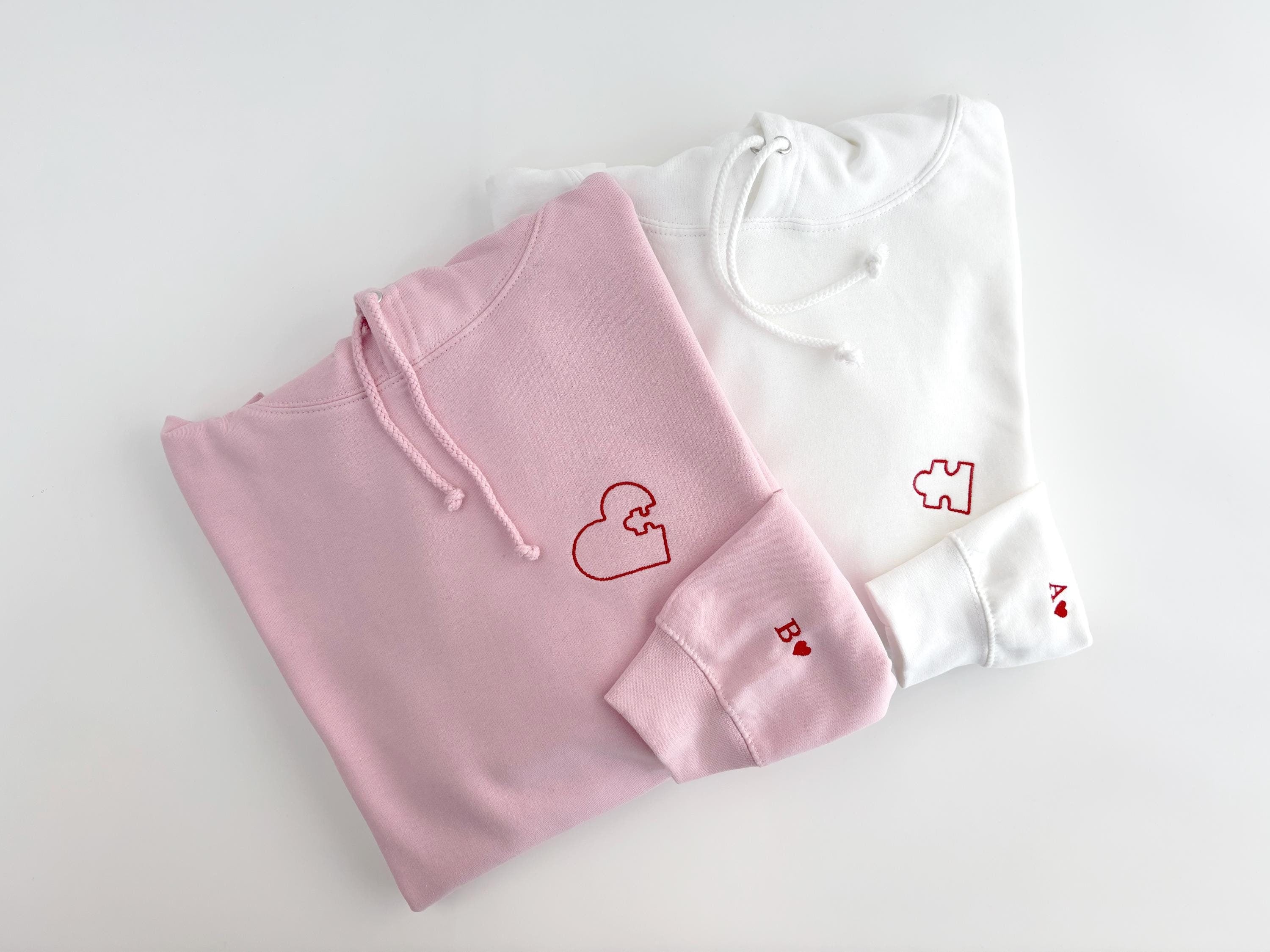 Personalized couples puzzle shirt, Custom initial heart Sweatshirt, matching couples Anniversary Outfit, Couple hoodie, Valentines Day Gift