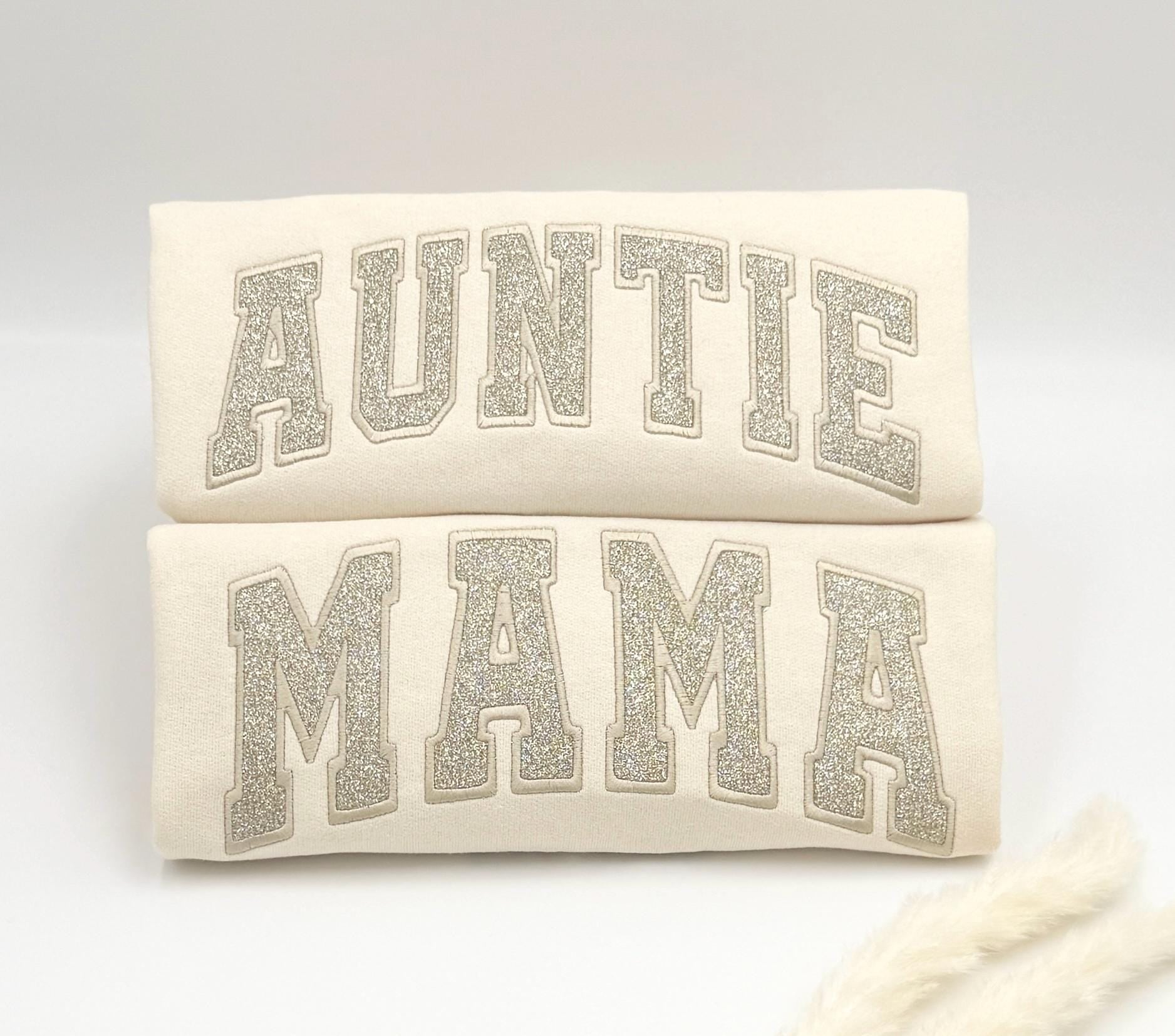 Custom Glitter Embroidered Mama Sweatshirt: Personalized Kids' Names