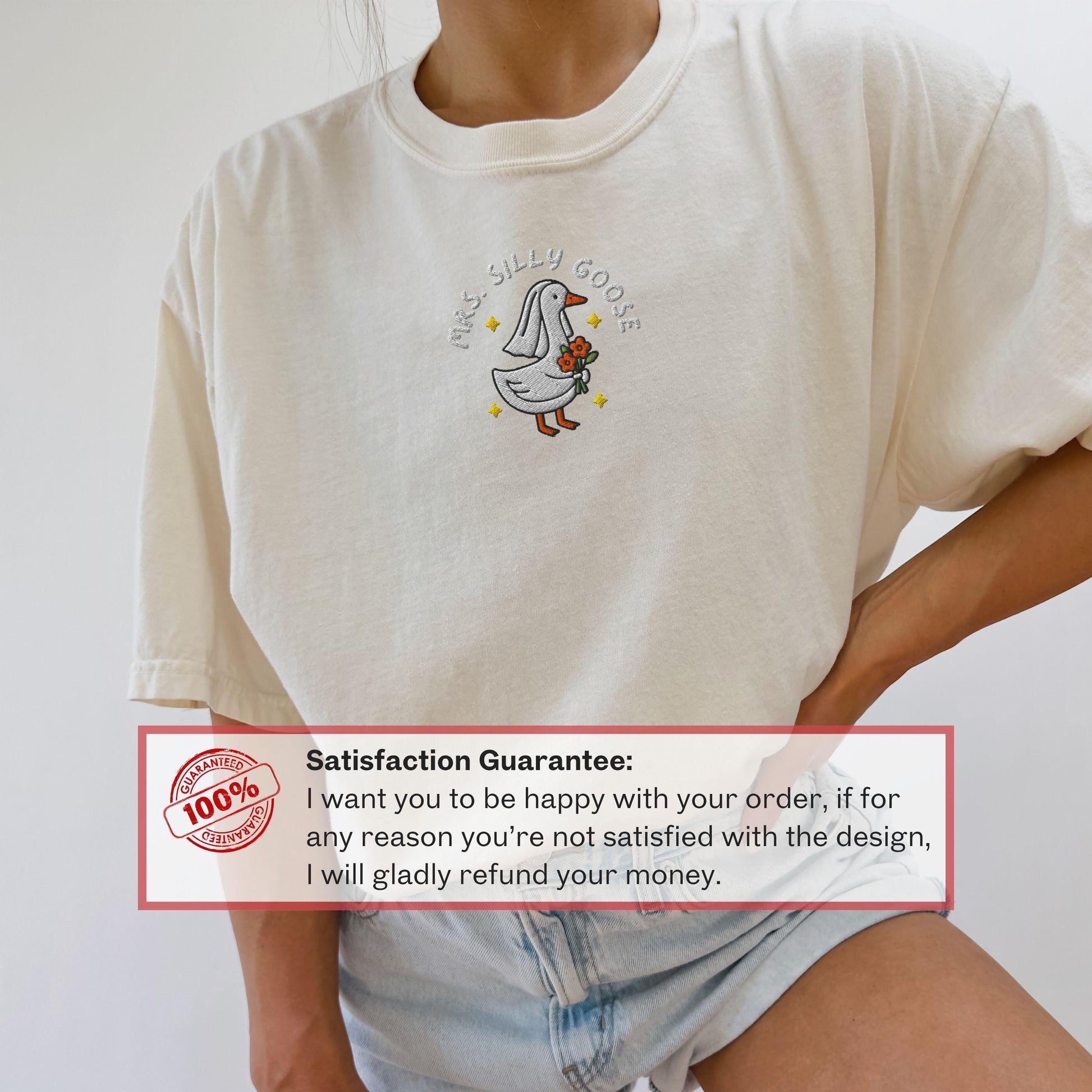 Embroidered Silly Goose Bride Shirt, Bride To Be Funny Goose Lover Shirt, Embroidered Bride Tshirt - B-1-Center