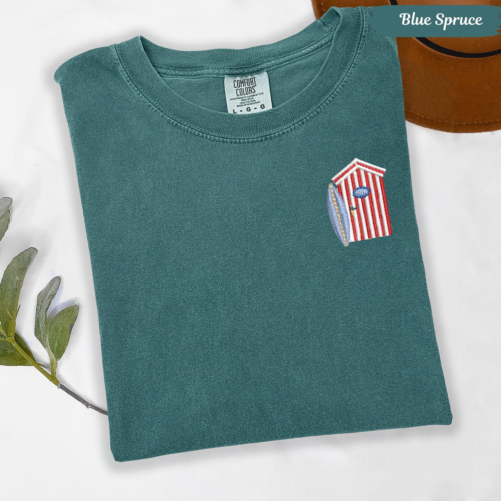 Coastal Embroidered Comfort Colors Tee – Minimal Beach Shirt, Aesthetic Summer Vibes, Trendy Custom Vacation Gift Tee