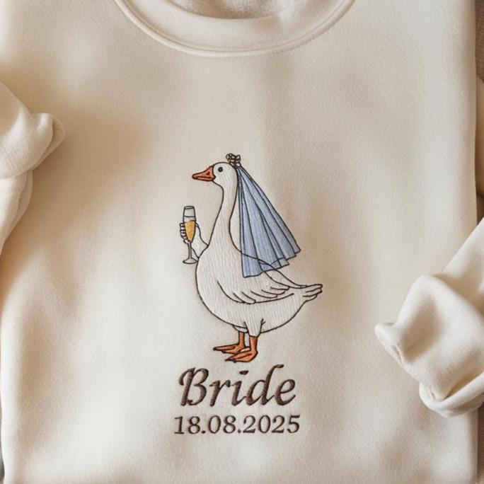 Personalized Bridal Silly Goose Embroidered Shirt, Bride To Be Shirt, Luxury Bachelorette Shirt, Wedding Gift Shirt, Bride Tribe Shirt
