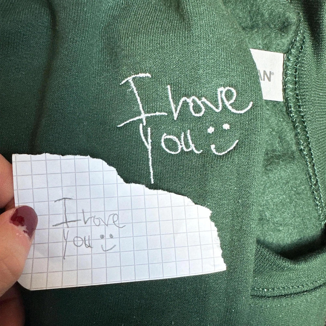 Custom Your Handwriting Embroidered Sweatshirt - Embroider Couple Message Sweater - Couple Matching Sweaters - Personalized Gift For Him Her