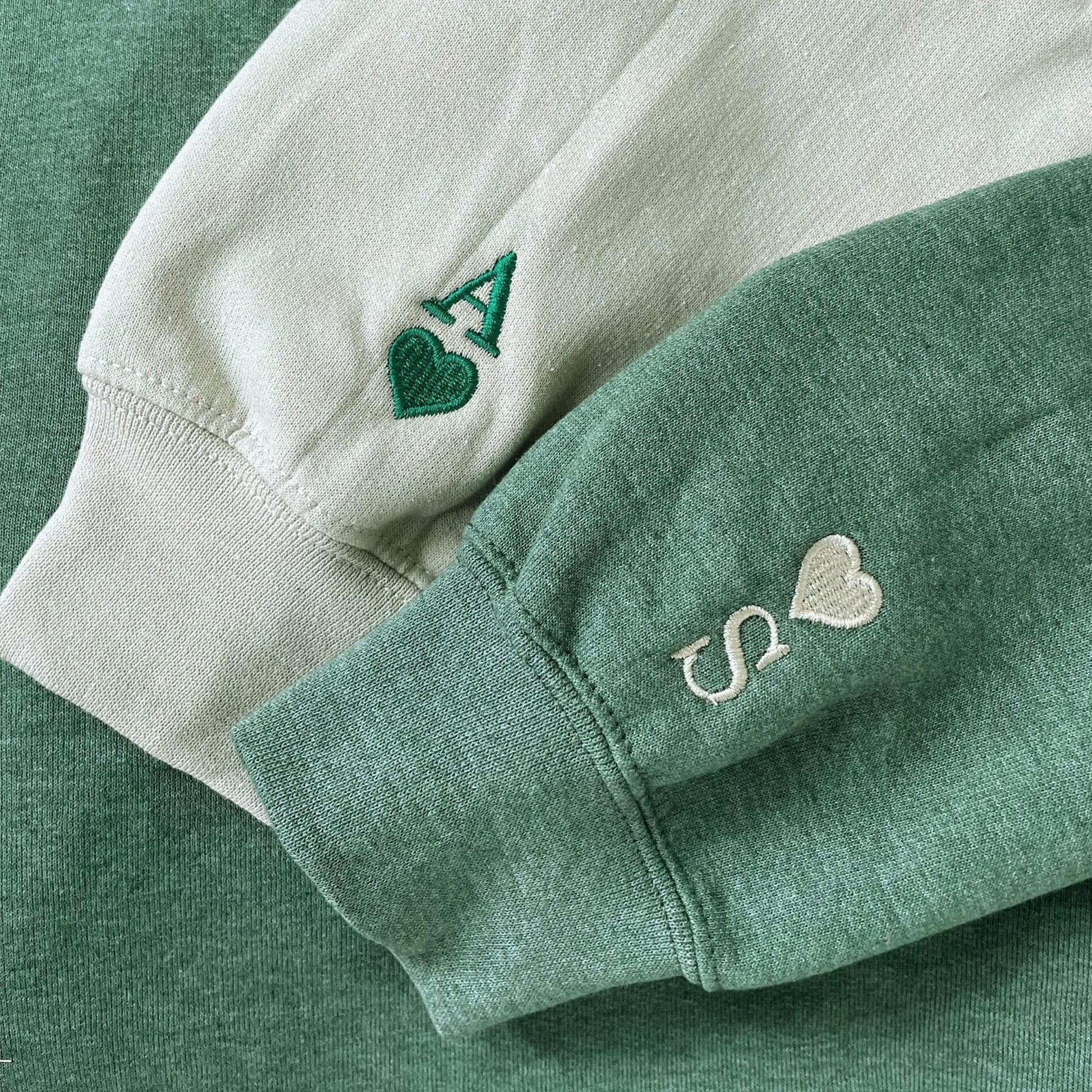 Custom Embroidered Sweatshirt or Hoodie - Custom Initials on Sleeve Hoodie for Boyfriend - Matching Couple Hoodies - 1st Anniversary Gift