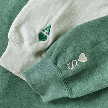 Custom Embroidered Sweatshirt or Hoodie - Custom Initials on Sleeve Hoodie for Boyfriend - Matching Couple Hoodies - 1st Anniversary Gift