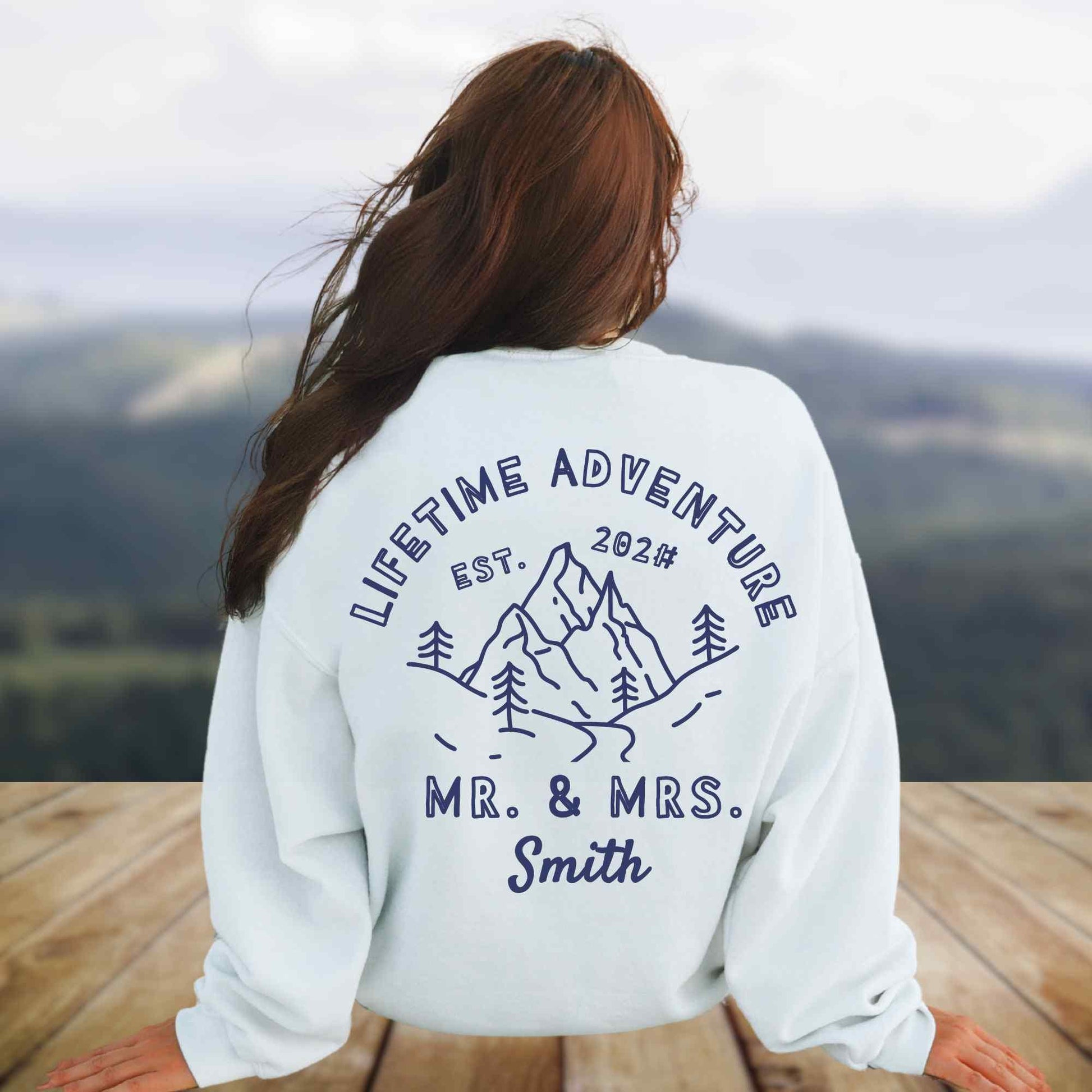 Lifetime Adventure matching mr mrs hoodie, mountain lakeview couples hoodie, husband and wife newlywed sweatshirt gift set, wedding sweater