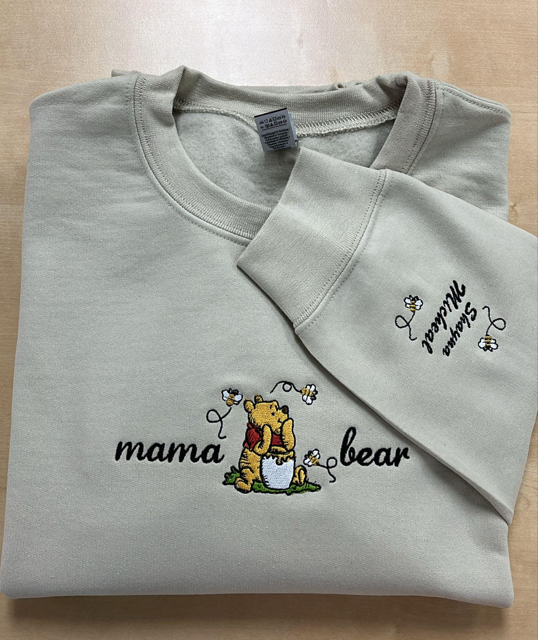 Embroidered Mama Sweatshirt, Personalized Embroidered Mama Bear Shirt With Kids Names Sleeve, Best Mom gift, Custom embroidery disney tshirt