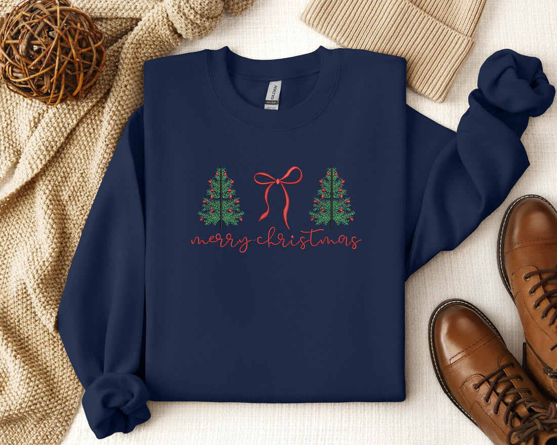 Embroidered Tis The Season Christmas Sweatshirt, Embroidered Merry Christmas Shirt, Believe Christmas Tee,Merry Christmas, Merry And Bright