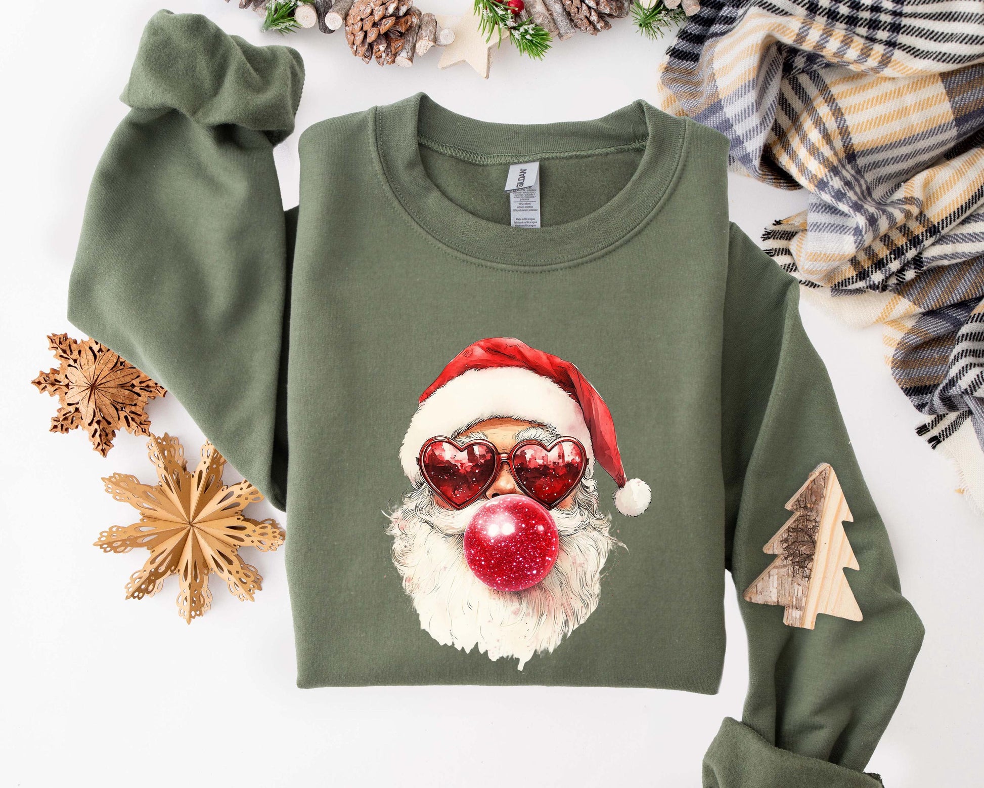 Santa Bubble Gum Christmas Tshirt, Christmas Santa Sweatshirt, Funny Christmas Gifts, Xmas Bubble Gum Shirt, Santa Claus Christmas Sweater