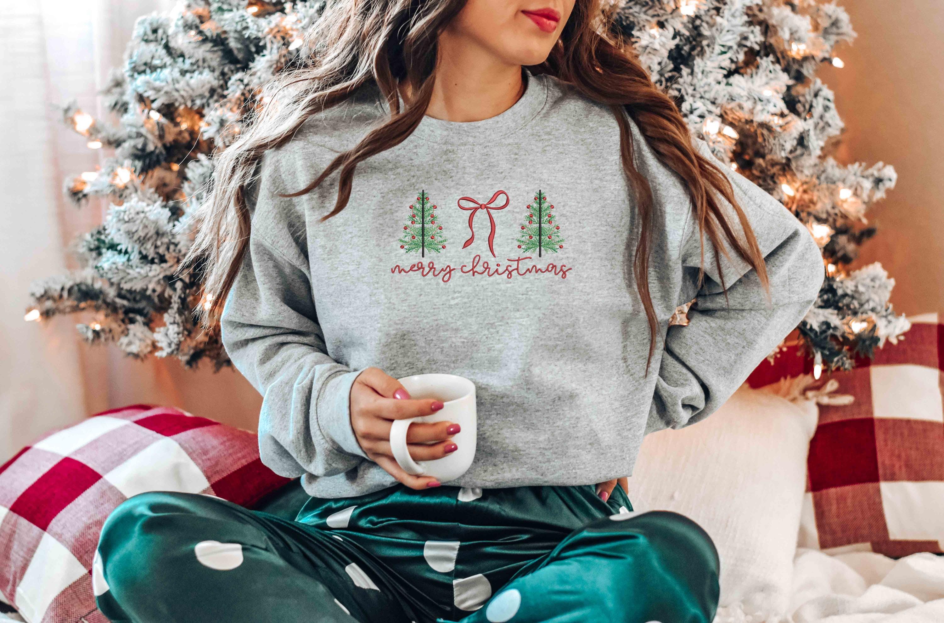 Embroidered Tis The Season Christmas Sweatshirt, Embroidered Merry Christmas Shirt, Believe Christmas Tee,Merry Christmas, Merry And Bright