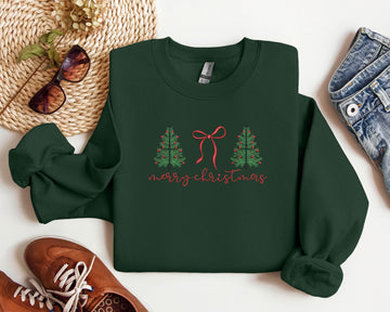 Embroidered Tis The Season Christmas Sweatshirt, Embroidered Merry Christmas Shirt, Believe Christmas Tee,Merry Christmas, Merry And Bright